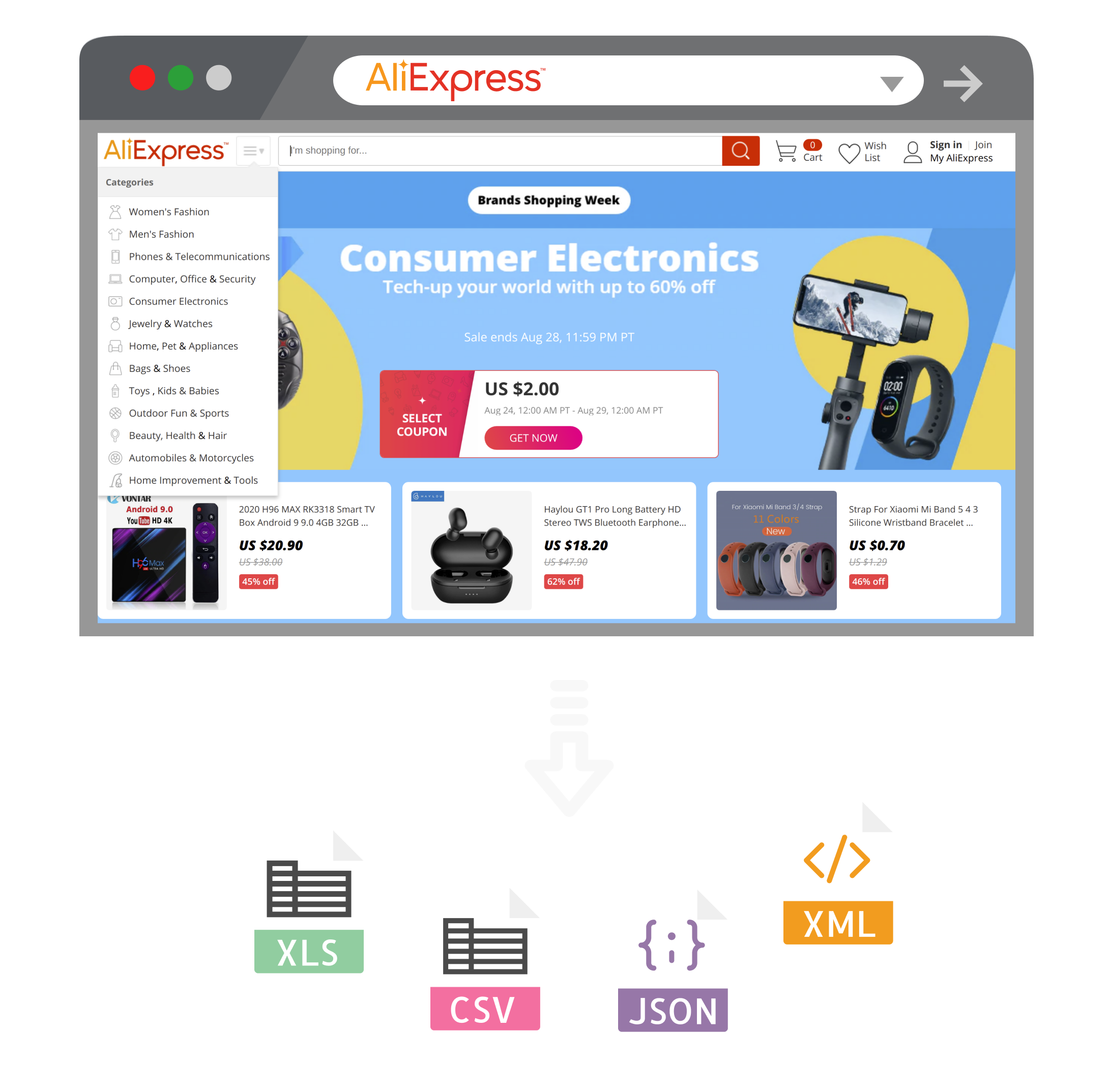 AliExpress scraper: Extract aliexpress products, sellers.